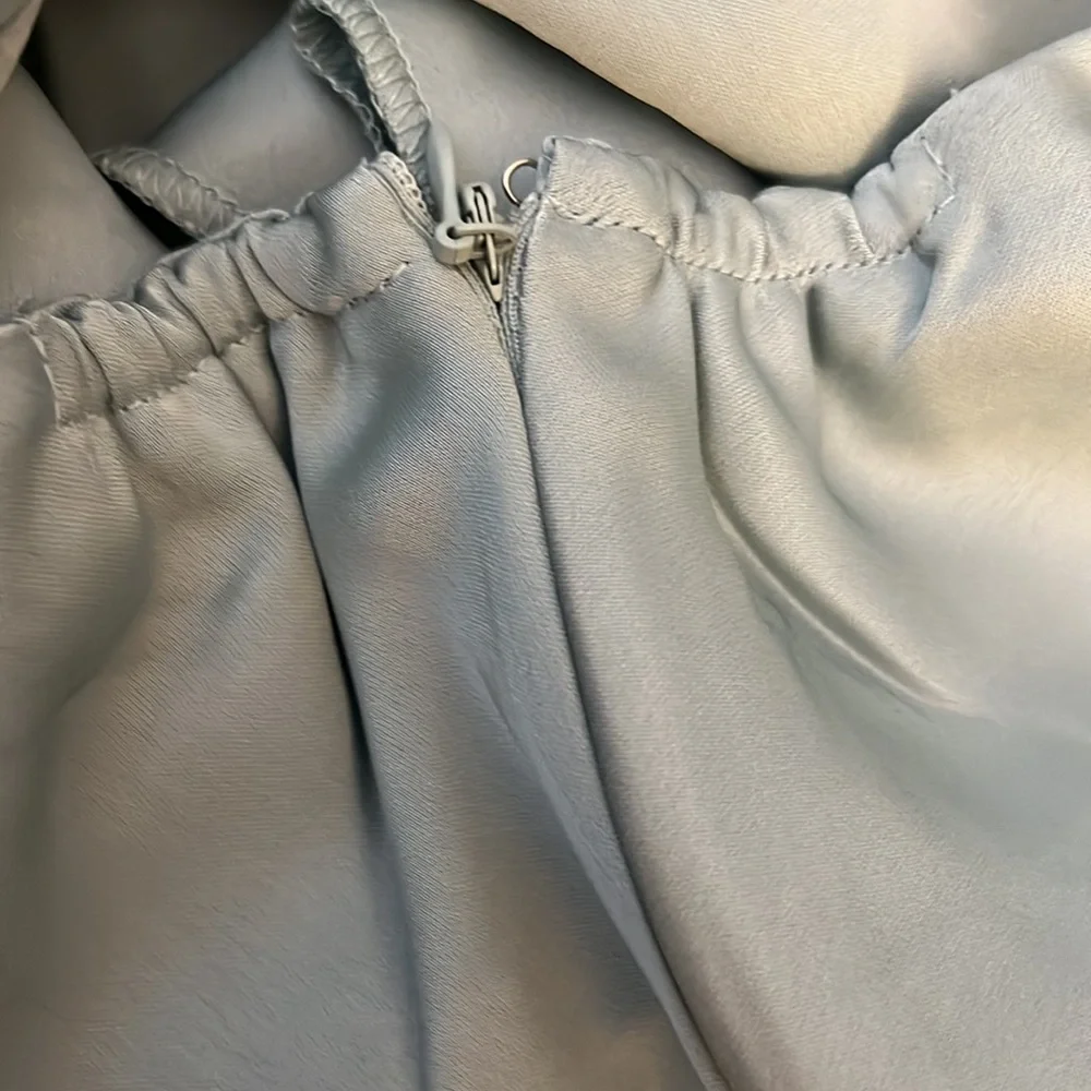 NWT Eloquii sea glass green one shoulder satin midi dress, size 16 - Picture 4 of 4